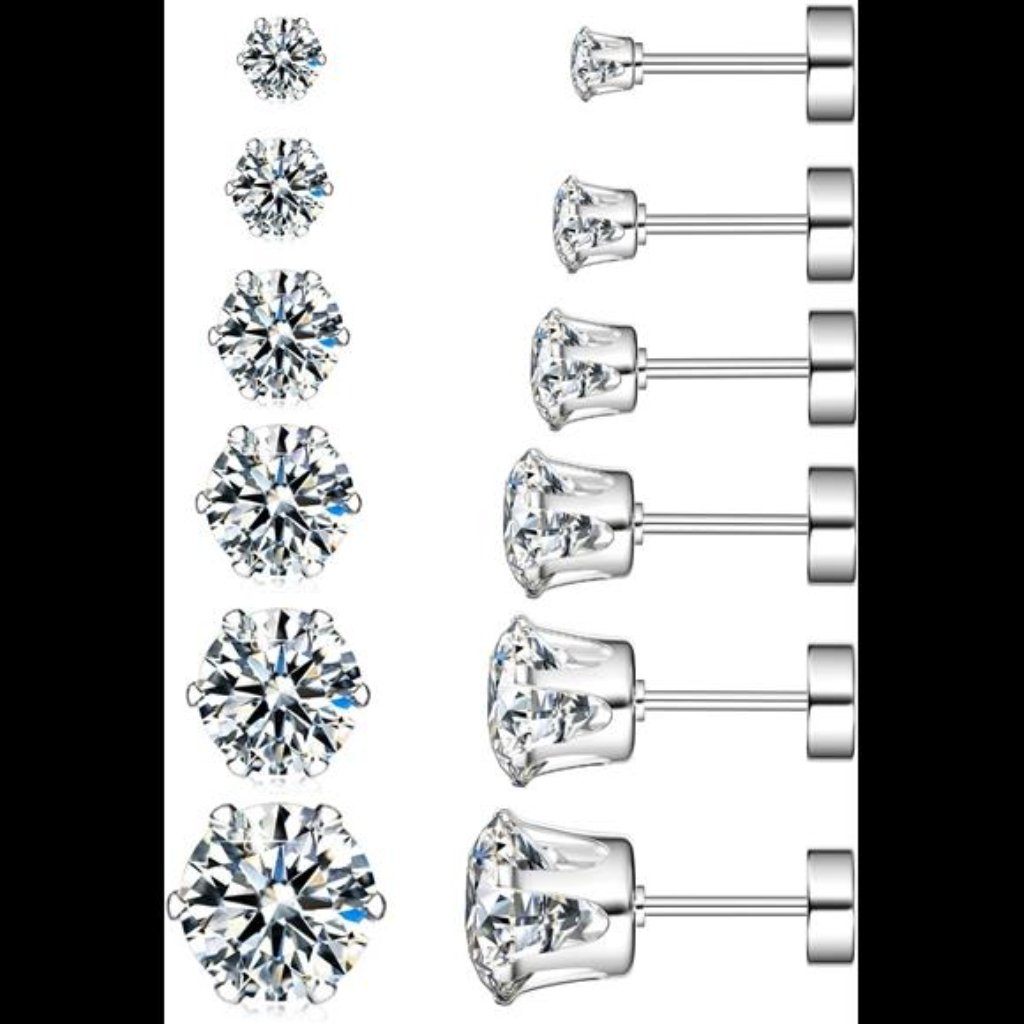 Hypoallergenic Flat Back Earrings8pairs Stainless Steel Earrings Surgical Steel